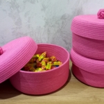 Фото из отзыва к Шнур вязаный 5 мм розовый яркий с сердечником