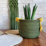 Фото из отзыва к Шнур вязаный 5 мм хаки (люрекс золото) с сердечником