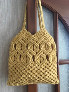 Фото из отзыва к Шнур плетёный 3 мм горчичный светлый с цветным сердечником