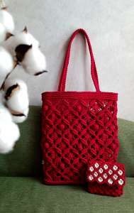 Фото из отзыва к Шнур плетёный 3 мм красный с цветным сердечником