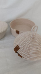 Фото из отзыва к Шнур плетёный 5 мм меланж молочный-бежевый с сердечником