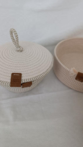 Фото из отзыва к Шнур плетёный 5 мм меланж молочный-бежевый с сердечником