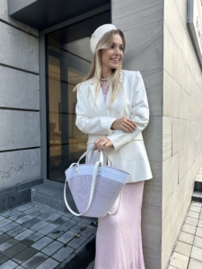 Фото из отзыва к Шнур плетёный 5 мм меланж молочный-сиреневый с сердечником