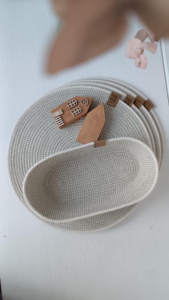 Фото из отзыва к Шнур плетёный 5 мм меланж молочный-шалфей с сердечником