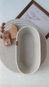 Фото из отзыва к Шнур плетёный 5 мм меланж молочный-шалфей с сердечником