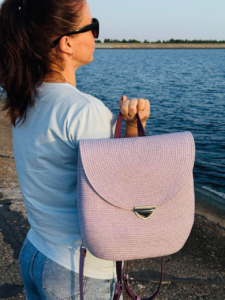 Фото из отзыва к Шнур плетёный 5 мм меланж молочный-сиреневый с сердечником