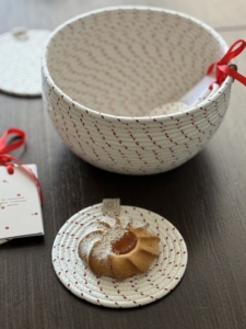 Фото из отзыва к Шнур плетёный 5 мм меланж молочный-красный с сердечником