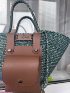 Фото из отзыва к Шнур плетёный 5 мм меланж молочный-изумрудный с сердечником