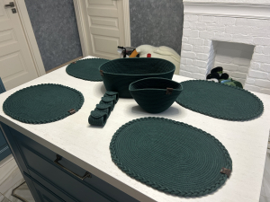 Фото из отзыва к Шнур вязаный 5 мм изумрудный с сердечником