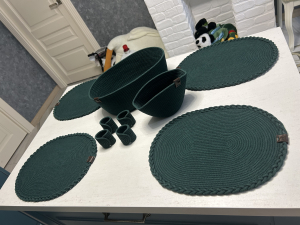 Фото из отзыва к Шнур вязаный 5 мм изумрудный с сердечником