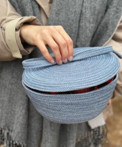 Фото из отзыва к Шнур вязаный 5 мм меланж голубой-джинс с сердечником