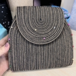 Фото из отзыва к Шнур вязаный 5 мм меланж чёрный-джутовый цвет с сердечником