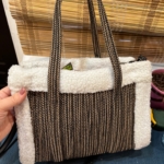 Фото из отзыва к Шнур вязаный 5 мм меланж чёрный-джутовый цвет с сердечником