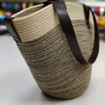 Фото из отзыва к Шнур вязаный 5 мм меланж чёрный-джутовый цвет с сердечником