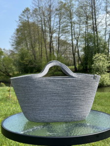 Фото из отзыва к Шнур вязаный 5 мм меланж графитовый-серый светлый с сердечником