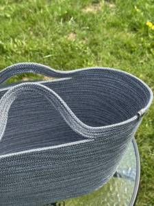 Фото из отзыва к Шнур вязаный 5 мм меланж графитовый-серый светлый с сердечником