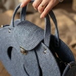 Фото из отзыва к Шнур вязаный 5 мм джинс (люрекс серебро) с сердечником