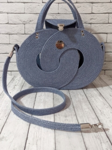 Фото из отзыва к Шнур вязаный 5 мм джинс (люрекс серебро) с сердечником