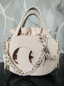 Фото из отзыва к Шнур плетёный 5 мм меланж молочный-бежевый с сердечником