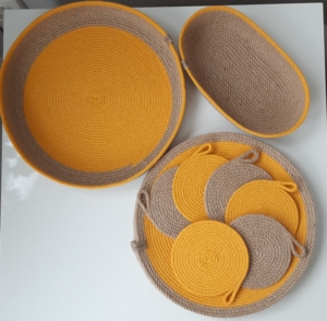 Фото из отзыва к Шнур вязаный 5 мм горчичный светлый с сердечником