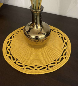 Фото из отзыва к Шнур вязаный 5 мм горчичный светлый с сердечником