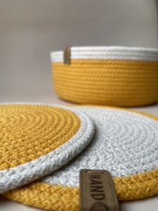 Фото из отзыва к Шнур вязаный 5 мм горчичный светлый с сердечником