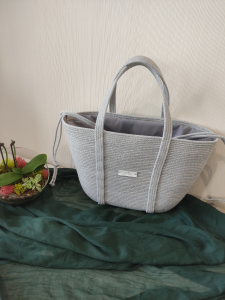 Фото из отзыва к Шнур вязаный 5 мм серый светлый с сердечником