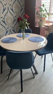 Фото из отзыва к Шнур вязаный 5 мм джинс (люрекс серебро) с сердечником