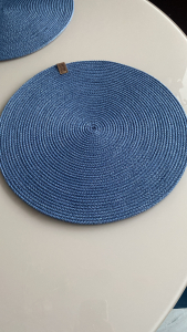 Фото из отзыва к Шнур вязаный 5 мм джинс (люрекс серебро) с сердечником