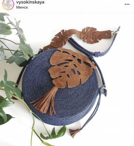 Фото из отзыва к Шнур вязаный 5 мм синий тёмный (люрекс серебро) с сердечником