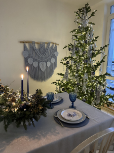 Фото из отзыва к Шнур вязаный 5 мм джинс (люрекс серебро) с сердечником