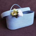 Фото из отзыва к Шнур вязаный 5 мм голубой (люрекс серебро) с сердечником