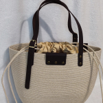 Фото из отзыва к Шнур вязаный 5 мм песочный (люрекс золото) с сердечником