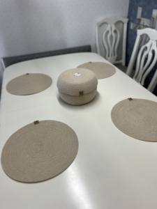 Фото из отзыва к Шнур вязаный 5 мм песочный (люрекс золото) с сердечником