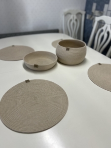 Фото из отзыва к Шнур вязаный 5 мм песочный (люрекс золото) с сердечником