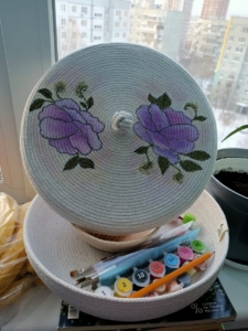 Фото из отзыва к Шнур вязаный 5 мм лён с сердечником