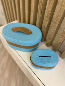 Фото из отзыва к Шнур вязаный 5 мм бирюзовый светлый с сердечником