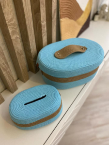 Фото из отзыва к Шнур вязаный 5 мм бирюзовый светлый с сердечником