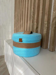 Фото из отзыва к Шнур вязаный 5 мм бирюзовый светлый с сердечником