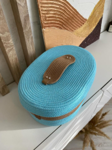 Фото из отзыва к Шнур вязаный 5 мм бирюзовый светлый с сердечником