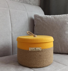 Фото из отзыва к Шнур вязаный 5 мм горчичный светлый с сердечником