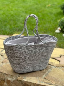 Фото из отзыва к Шнур вязаный 5 мм меланж графитовый-серый светлый с сердечником