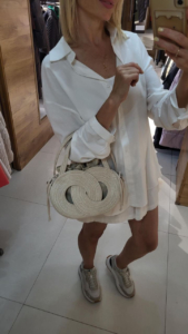 Фото из отзыва к Шнур вязаный 5 мм меланж молочный-бежевый с сердечником