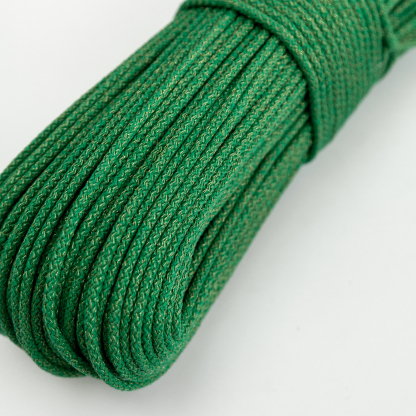 Шнур вязаный 5 мм зелёный лесной люрекс золото с сердечником