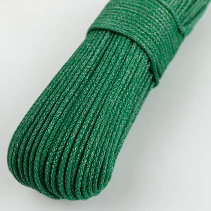 Шнур вязаный 5 мм зелёный лесной люрекс серебро с сердечником